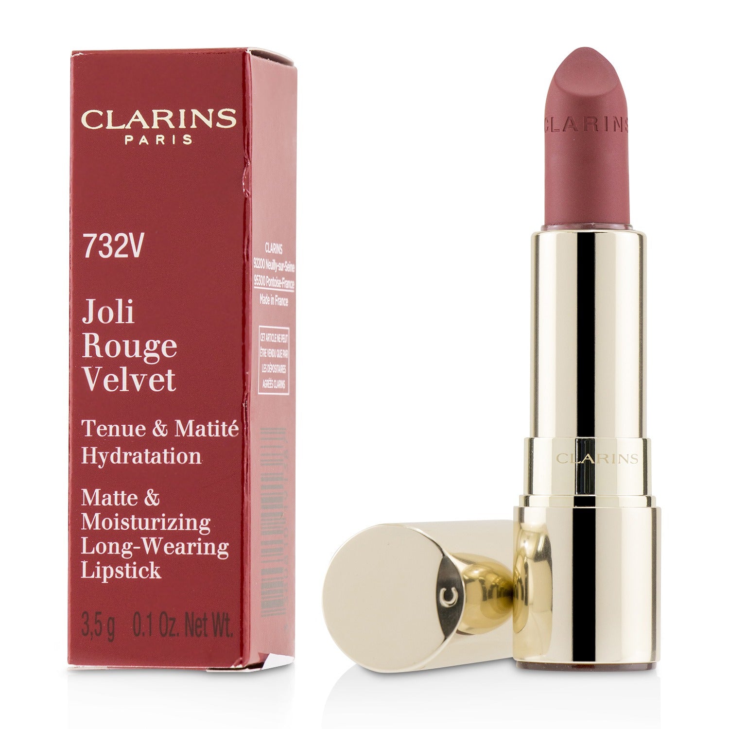 Clarins/クラランス+ジョリ ルージュ ヴェルヴェット (マット & モイスチャライジング ロング ウェアリング リップスティック)+3.5g/0.1oz+# 732V Grenadine ブランドコスメ